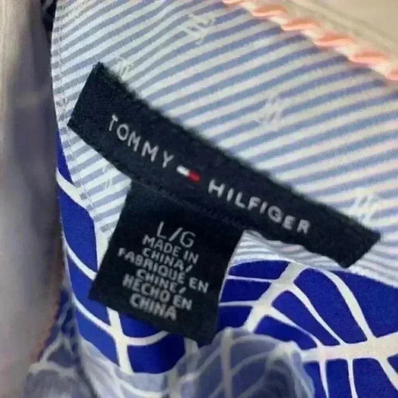Tommy Hilfiger top size L Blue white window pane - Picture 7 of 10